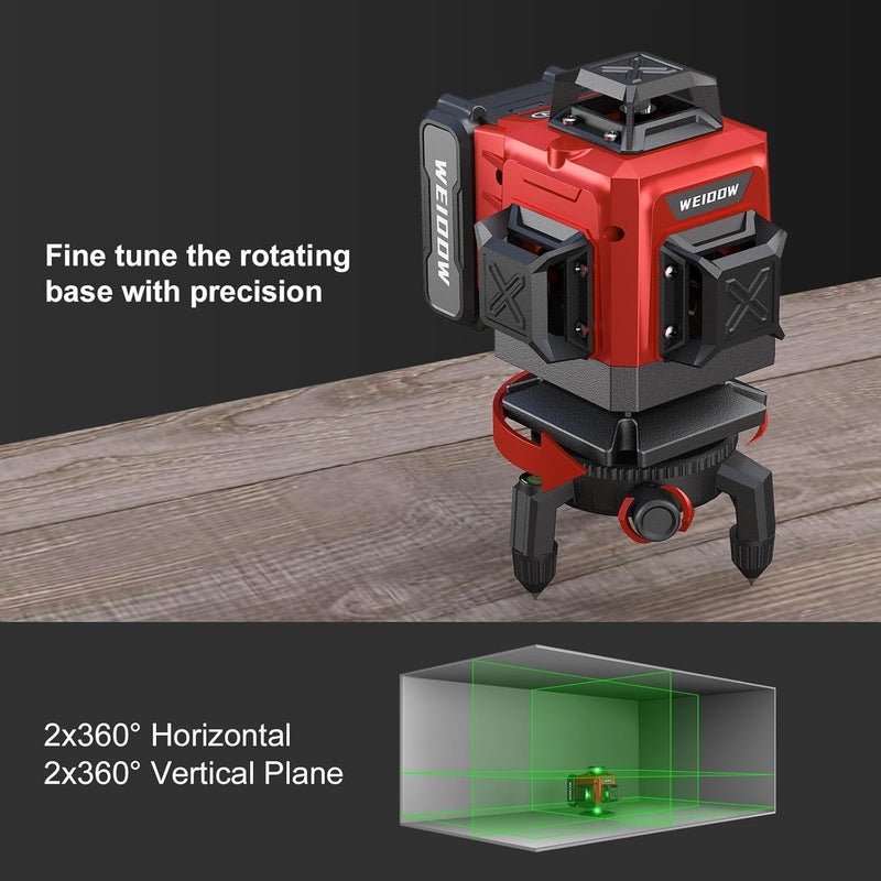 WEIDDW laser level Self Leveling 16 Lines 4×360° for Picture Hanging and Construction, High-capacity Lithium Battery（Safety Class ll, <1mW power output.） - Image 5